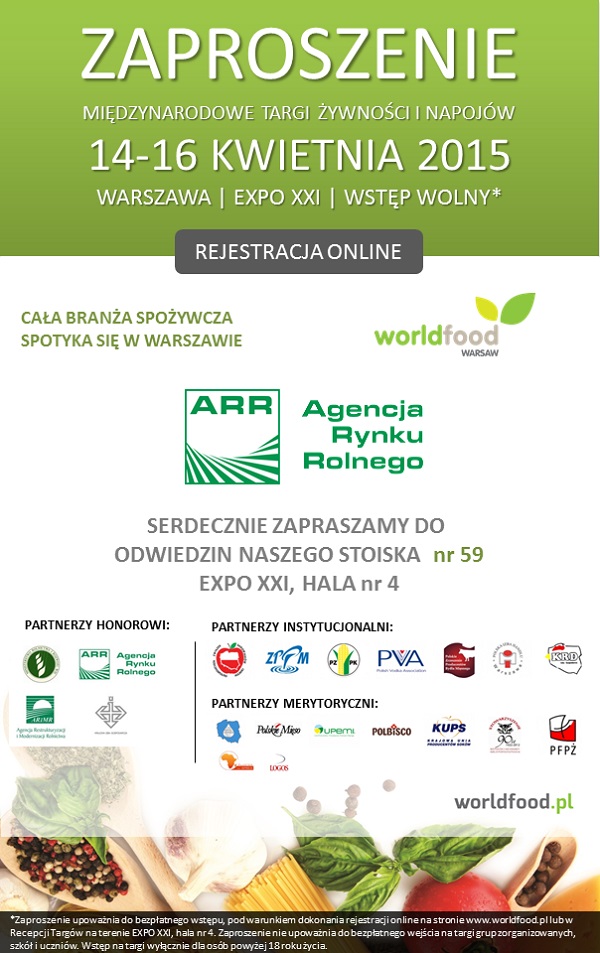 Zaproszenie WorldFood Warsaw 2015 ARR pl