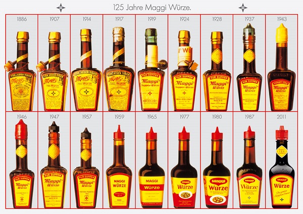 Maggi bottle designs (1886 - 2011)